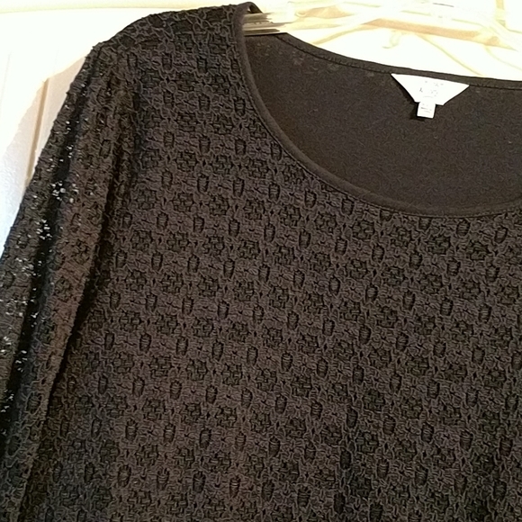Crown & Ivy petite lace pullover knit top - Picture 2 of 7